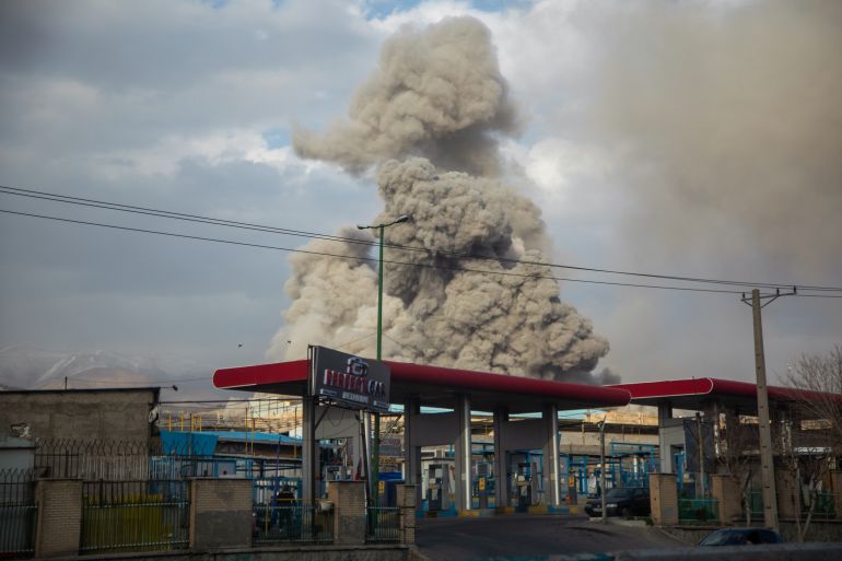 getty_69a73edfbb-1772568287 TEHRAN, IRAN - MARCH 2: A plume of smoke rises after an explosion on March 2, 2026 in Tehran, Iran. Iran's Supreme Leader, Ayatollah Ali Khamenei, was confirmed killed after the United States and Israel launched a joint attack on Iran on February 28. Iran retaliated by firing waves of missiles and drones at Israel, and targeting U.S. allies in the region. (Photo by Majid Saeedi/Getty Images)