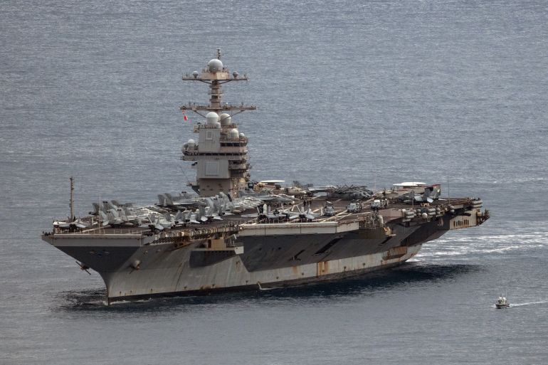 getty_69dd10382b-1776095288-1 SOUDA, GREECE - MARCH 23: The United Stated Navy aircraft carrier USS Gerald R. Ford arrives in Souda Bay on March 23, 2026 in Souda, Greece. The USS Gerald R. Ford is undergoing repairs at Naval Support Activity Souda Bay on the Greek island of Crete, following a fire that reportedly broke out in a laundry room on the aircraft carrier earlier this month, injuring some sailors and causing significant damage. The vessel has also had issues with its toilet system. Since departing Norfolk, Virginia on June 24 last year, the Ford has been deployed to the Mediterranean, Caribbean, and most recently the Red Sea as part of U.S. operations against Iran, and is currently on course to become the longest deployed carrier since the Vietnam War. (Photo by Carl Court/Getty Images)