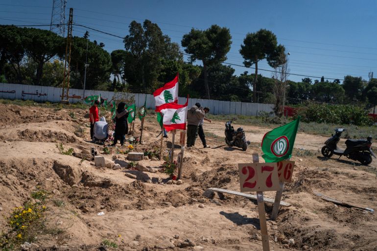 getty_69eb25ee55-1777018350-1 TYRE, LEBANON - APRIL 23: People mourning their relatives on a temporary cemetery on April 23, 2026 in Tyre, Lebanon. Roughly halfway through 10-day ceasefire, Lebanese and Israeli negotiators are meeting in Washington D.C. today to discuss a more durable resolution to the conflict between Israel and Hezbollah that erupted anew in early March. The war has since killed more than 2,000 people in Lebanon, after Israel carried out a widespread bombing campaign across the country and seized towns in the south. (Photo by Adri Salido/Getty Images)