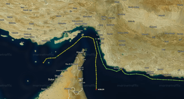 ****داخلية**** يانات ملاحية ترصد أضعف حركة عبور في هرمز منذ الحصار الأمريكي مارينترافيك