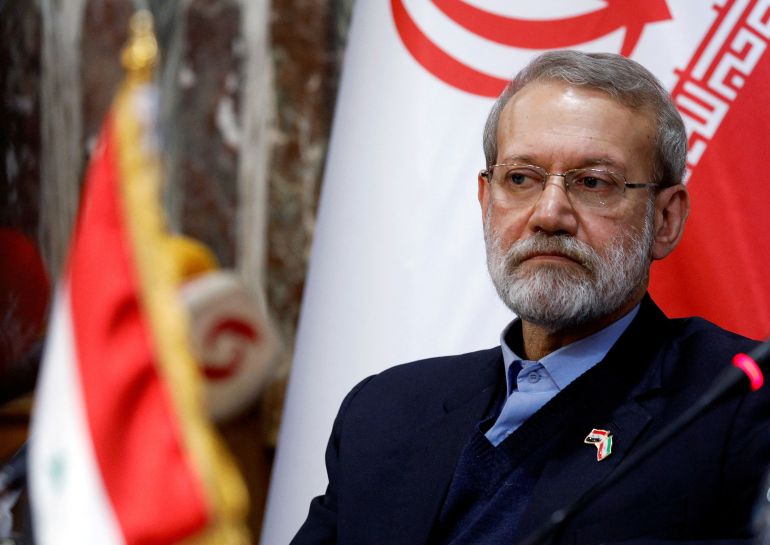 reuters_69b9f090-1773793424 FILE PHOTO: Iranian parliament speaker Ali Larijani attends a news conference in Damascus, Syria February 16, 2020. REUTERS/Omar Sanadiki/File Photo