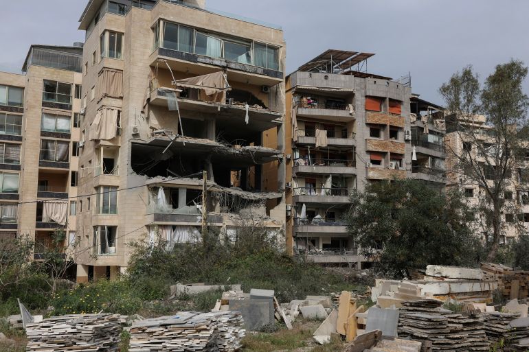 A heavily damaged building stands following an Israeli strike, amid escalating hostilities between Israel and Hezbollah, as the U.S.-Israel conflict with Iran continues, in Hadath, Lebanon, April 1, 2026. REUTERS/Mohamed Azakir