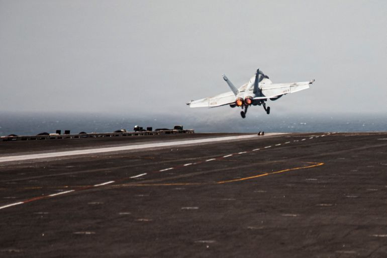 reuters_69d0475e-1775257438-1 An F/A-18E Super Hornet aircraft, attached to Strike Fighter Squadron 87, launches from the flight deck of the USS Gerald R. Ford for a mission supporting Operation Epic Fury during the Iran war at an undisclosed location, March 19, 2026. U.S. Navy/Handout via REUTERS ATTENTION EDITORS - THIS PICTURE WAS PROVIDED BY A THIRD PARTY
