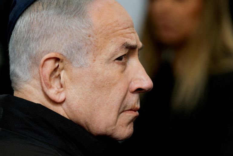 reuters_69df0c07-1776225287-1 FILE PHOTO: Israeli Prime Minister Benjamin Netanyahu attends a memorial service held for Ran Gvili, an off-duty police officer who was killed fighting militants that had infiltrated Israel during the deadly October 7, 2023, attack by Hamas, and the last hostage recovered from Gaza, in Meitar, Israel, January 28, 2026. REUTERS/Amir Cohen/File Photo