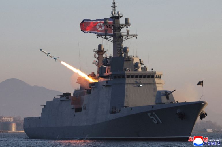 reuters_69e56b48-1776642888 A missile is fired during a test-fire of strategic cruise missiles and anti-warship missiles from the destroyer Choe Hyon, North Korea, April 12, 2026, in this photo released by North Korea's Korean Central News Agency (KCNA), April 14, 2026. KCNA via REUTERS ATTENTION EDITORS - THIS IMAGE WAS PROVIDED BY A THIRD PARTY. REUTERS IS UNABLE TO INDEPENDENTLY VERIFY THIS IMAGE. NO THIRD PARTY SALES. SOUTH KOREA OUT. NO COMMERCIAL OR EDITORIAL SALES IN SOUTH KOREA. TPX IMAGES OF THE DAY