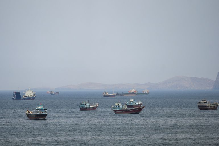 Ships and boats in the Strait of Hormuz, Musandam, Oman, April 22, 2026. REUTERS/Stringer