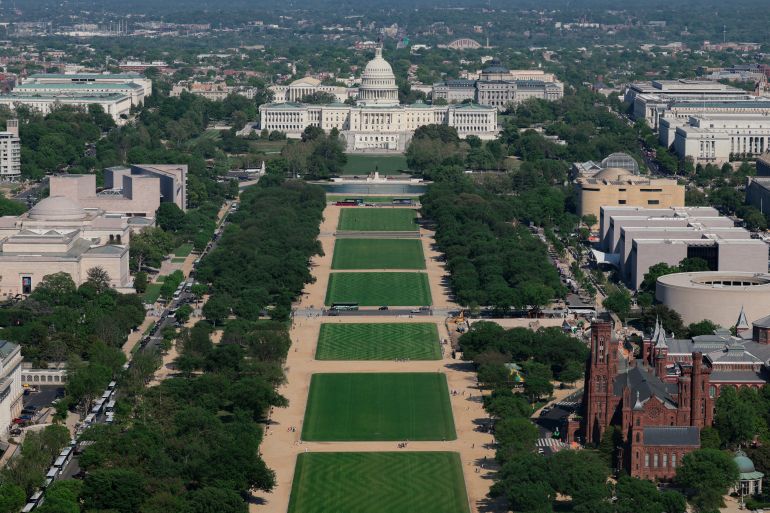 The U.S. Capitol building, Smithsonian museums, and National Mall in Washington, D.C., U.S., April 16, 2026. REUTERS/Kylie Cooper