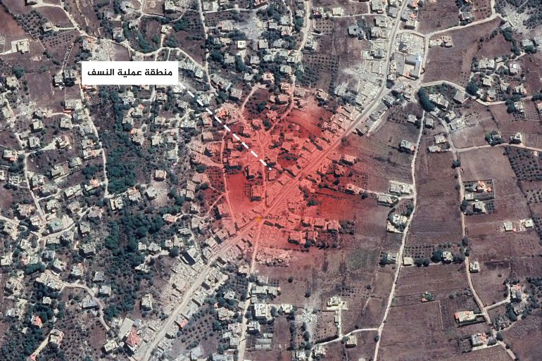 موقع عملية النسف في عيتا الشعب جنوب لبنان المصدر: غوغل ايرث