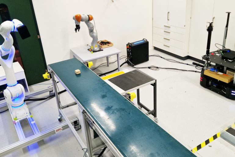 Assembly line task setup. Credit: 2026 LASA EPFL CC BY SA