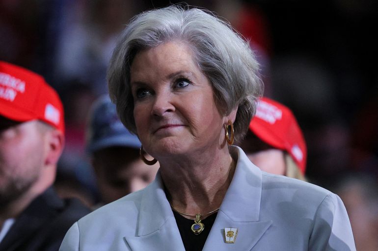 Susie Wiles, senior advisor of Republican presidential nominee and former U.S. President Donald Trump attend a campaign rally of Republican presidential nominee and former U.S. President Donald Trump at PPG Paints Arena in Pittsburgh, Pennsylvania, U.S., November 4, 2024. REUTERS/Brian Snyder