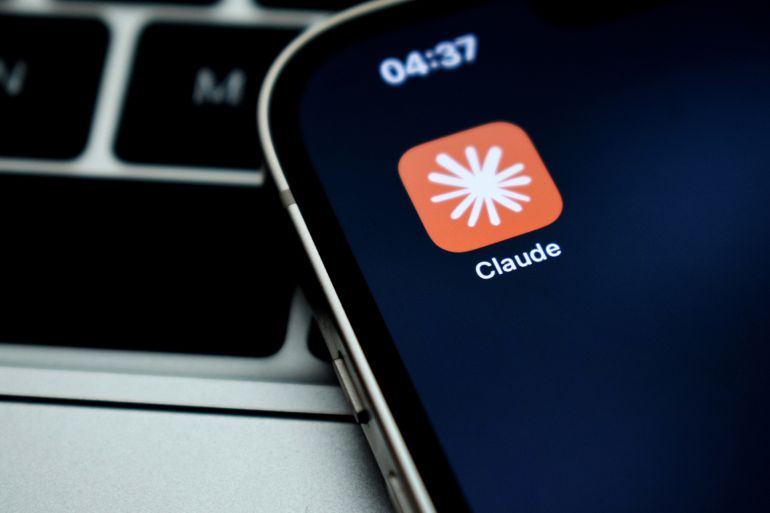 The Claude app icon is visible on an iPhone. Claude is a family of large-scale language models developed by Anthropic. 02.04.2025. İstanbul, Türkiye.
