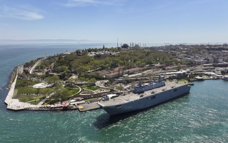 0101-11-1778384666 السفينة TCG Anadolu أول حاملة طائرات مسيرة في العالم طورتها المهندسين الأتراك (ساها - إكس)