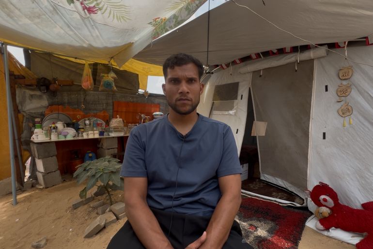 فلسطين-غزة-حي الرمال-ياسر البنا-الجزيرة نت-20 مايو 2026- تفتقد خيمة أحمد سالم لأدنى متطلبات الحياة الزوجية