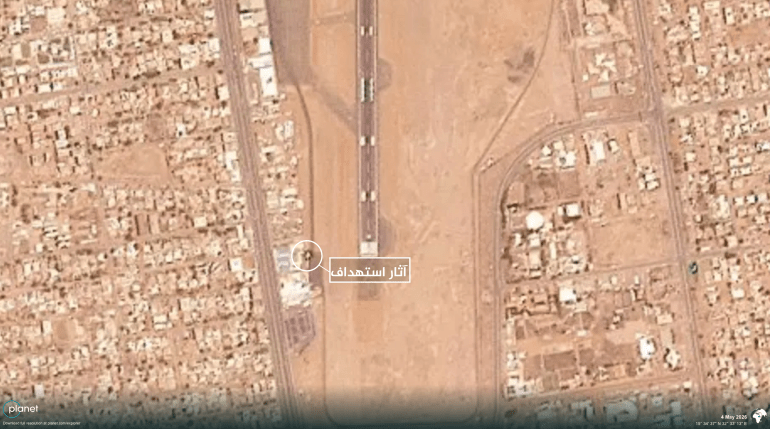 صور أقمار صناعية توثق آثار استهداف مطار الخرطوم الدولي في السودان ( بلانت لابس)