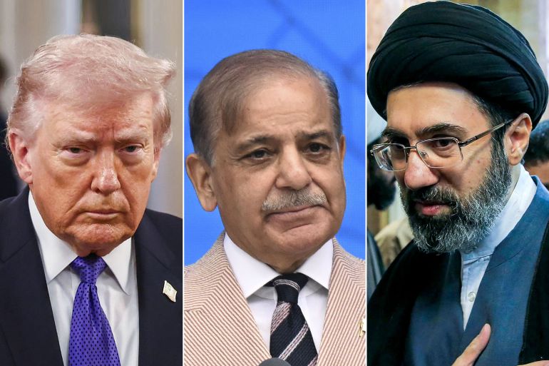 كومبو تجمع ترامب ومجتبى ورئيس الوزراء الباكستاني