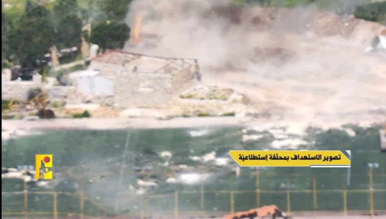 لقطات من مشاهد بثها حزب الله لاستهداف دبابة ميركافا في جنوب لبنان