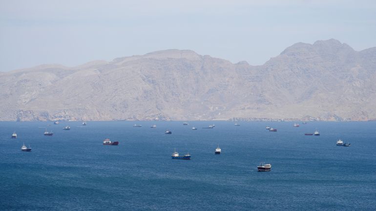 Vessels in the Strait of Hormuz, Musandam, Oman, April 27, 2026. REUTERS/Stringer TPX IMAGES OF THE DAY