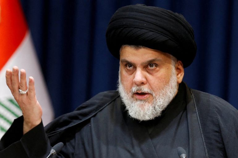 Al-Sadr, seen here Aug. 3, said on Monday that he would withdraw from politics, prompting his loyalists to storm a government complex. Ten Iraqis died in the resulting clashes. (Alaa Al-Marjani/Reuters)