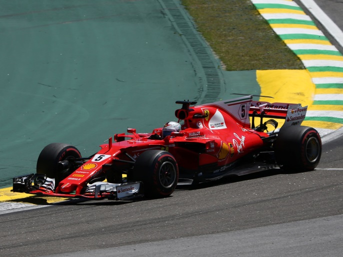 Formula One F1 - Brazilian Grand Prix 2017 - Sao Paulo, Brazil - November 12, 2017 Ferrari's Sebastian Vettel in action during the race REUTERS/Paulo Whitaker