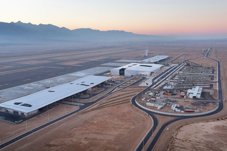 Exterior elevated view. Ramon Airport, Eilat, Israel. Architect: Mann Shinar Architects, 2019. (Photo by: View Pictures/Hufton+Crow/Universal Images Group via Getty Images)