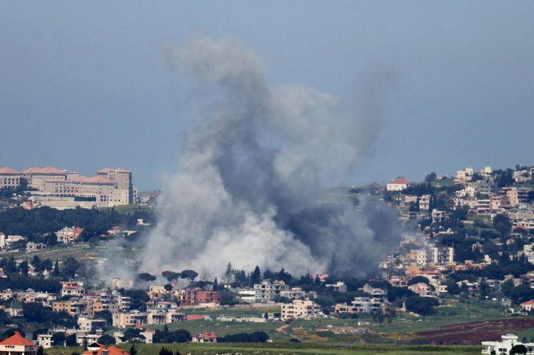 Smoke rises from the site of an Israeli airstrike that targeted the southern Lebanese village of Mayfadoun in the Nabatieh district on May 2, 2026.