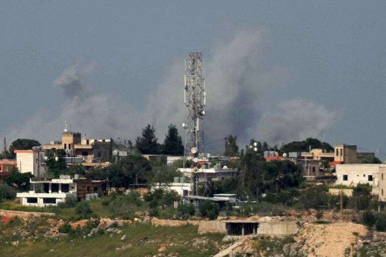 This photograph taken from the southern Lebanese area of Marjayoun shows smoke rising from the site of Israeli airstrikes that targeted the village of Zawtar al-Sharqiyah, on May 3, 2026.