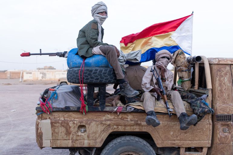 afp_69ffb15115ea-1778364753 TOPSHOT - Soldiers from the National Front for the Liberation of Azawad (FLA) patrol the streets of Kidal, on May 8, 2026.