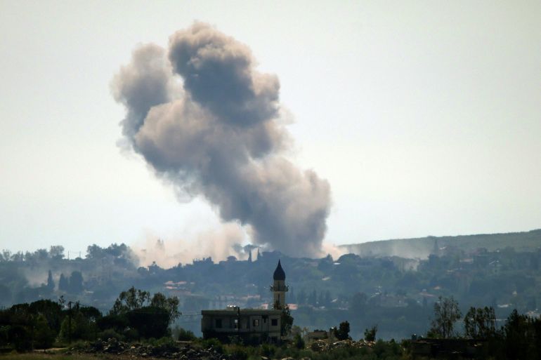 afp_6a0238b5e006-1778530485-1 CORRECTION / This photograph taken from the southern Lebanese area of Marjeyoun shows smoke rising from the site of an Israeli airstrike that targeted the village of Zawtar al-Gharbiyeh on May 11, 2026.