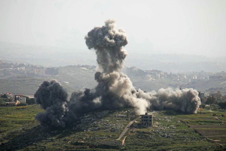 afp_6a055fe86099-1778737128 TOPSHOT - Smoke rises from the site of an Israeli airstrike that targeted the southern Lebanese village of Deir El Zahrani on May 13, 2026.