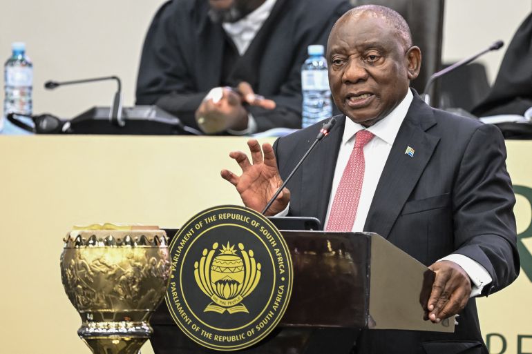 afp_6a0719a6915d-1778850214 South Africa's President Cyril Ramaphosa answers questions in Parliament in Cape Town on May 14, 2026. (Photo by RODGER BOSCH / AFP)