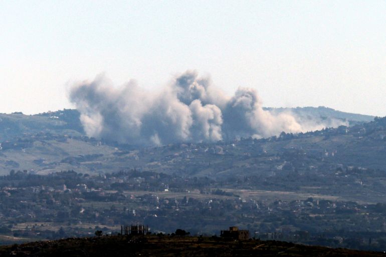 Smoke rises following an Israeli airstrike on the southern Lebanese village of Sultaniyeh on May 25, 2026.