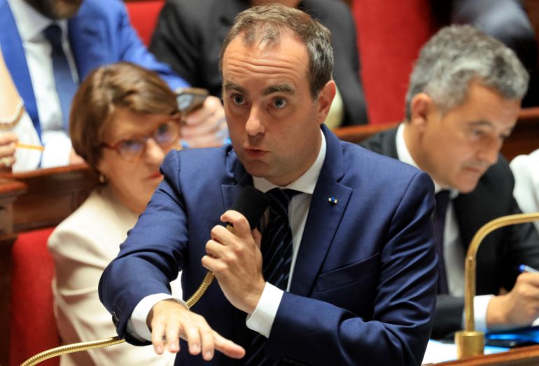 France's Prime Minister Sebastien Lecornu speaks during a session of questions to the government at the National Assembly, France's Parliament lower house, in Paris on May 26, 2026. (Photo by Ludovic MARIN / AFP)