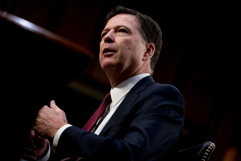 ap_68e66c6bc0eb0-1759931499 FILE - Former FBI Director James Comey speaks during a Senate Intelligence Committee hearing on Capitol Hill, June 8, 2017, in Washington. (AP Photo/Andrew Harnik, File)