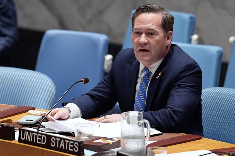 United States ambassador to the U.N. Mike Waltz speaks during a Security Council meeting at United Nations headquarters, Wednesday, March 11, 2026. (AP Photo/Seth Wenig)