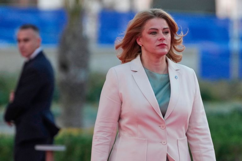 ap_6a09073dd5009-1778976573 FILE - Latvia's Prime Minister Evika Silina arrives for the EU Summit in Ayia Napa, Cyprus, on April 23, 2026. (AP Photo/Petros Karadjias, File)