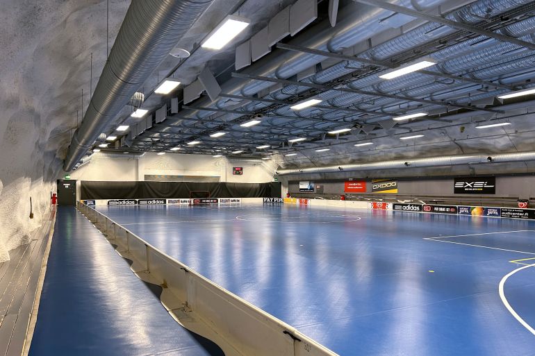 ap_6a1366f128bcb-1779656433 The Merihaka shelter, which can accommodate 6,000 people and includes an underground hockey pitch, is seen in Helsinki, Finland Tuesday, May 13, 2025. (AP Photo/Emma Burrows)
