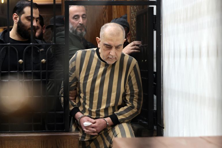 epa12914748 Former Syrian regime official Brigadier General Atef Najib attends court hearings in his trial in Damascus, Syria, 26 April 2026. Najib, a cousin of ousted former Syrian president Bashar al-Assad, previously headed the Political Security Directorate of the former Syrian regime in the southern region of Daraa and is accused of orchestrating a violent crackdown against protesters early in the Syrian conflict. EPA/MOHAMMED AL RIFAI