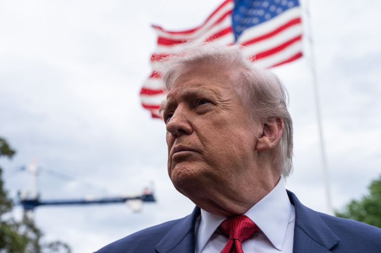 epa12942699 US President Donald J. Trump gives remarks to the media as he departs the White House for Sterling, Virginia, in Washington, DC, USA, 08 May 2026. EPA/Aaron Schwartz / POOL