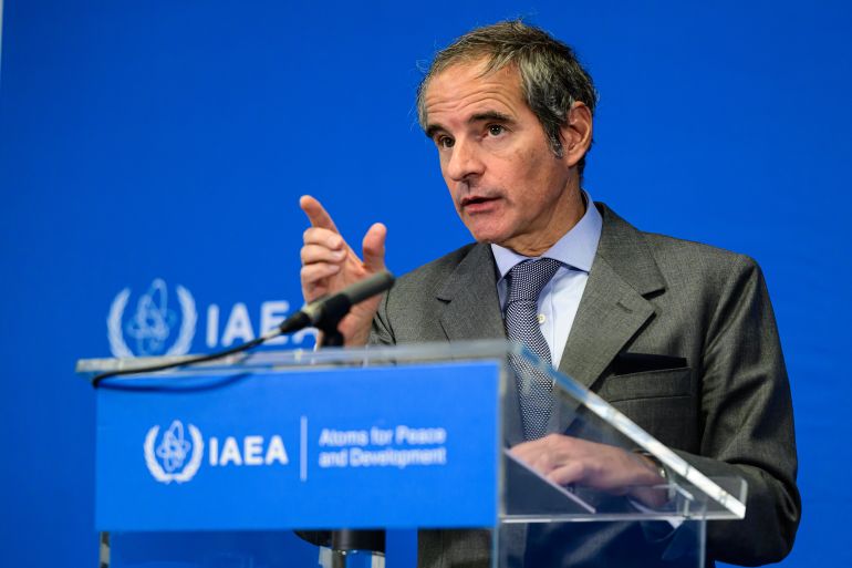 VIENNA, AUSTRIA - MARCH 02: Rafael Grossi, Director General of the International Atomic Energy Agency (IAEA), attends a press conference during a meeting of the IAEA Board of Governors on March 02, 2026 in Vienna, Austria. The Board is meeting at the request of Russia and in response to the ongoing U.S. and Israeli air strikes against Iran. (Photo by Christian Bruna/Getty Images)