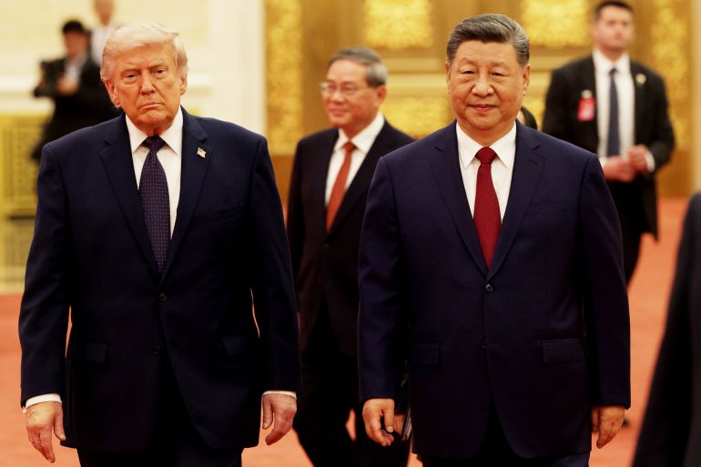 getty_6a05a43c02-1778754620 BEIJING, CHINA - MAY 14: U.S. President Donald Trump arrives for a state banquet hosted by Chinese President Xi Jinping at the Great Hall of the People on May 14, 2026 in Beijing, China. Both President Trump and President Xi addressed ways to enhance bilateral economic cooperation and investment, and agreed that Iran should not be allowed to have a nuclear weapon. According to Chinese state media, Xi emphasized the importance of the Taiwan issue, and that a mishandling could sour U.S.-China relations. (Photo by Alex Wong/Getty Images)