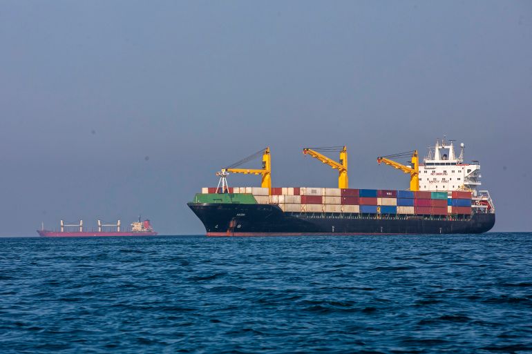 STRAIT OF HORMUZ, IRAN - MAY 16: Ships remain anchored on May 16, 2026 in the Strait of Hormuz near Larak Island, Iran. Negotiations between the U.S. and Iran over opening this critical waterway have largely stalled as the countries have rejected each other's proposals to end the war that began when the U.S. and Israel attacked Iran on February 28. (Photo by Majid Saeedi/Getty Images)