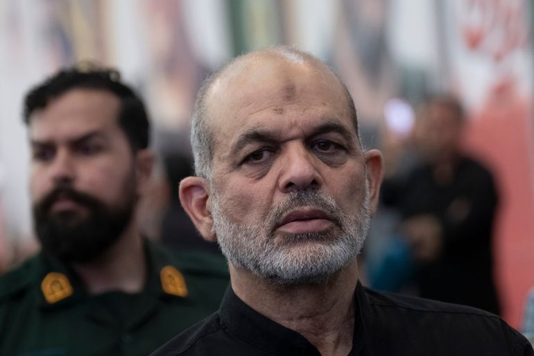 gettyimages-2222559471-1772369508-1 Former Iranian Interior Minister Ahmad Vahidi attends a memorial ceremony for IRGC commanders, nuclear scientists, and civilians killed in the Iran-Israel war at the Imam Khomeini Grand Mosque in downtown Tehran, Iran, on July 2, 2025. (Photo by Morteza Nikoubazl/NurPhoto via Getty Images)