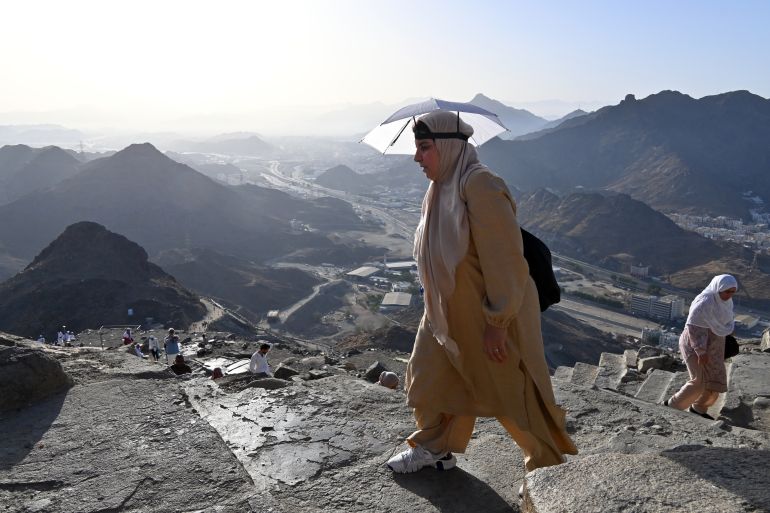 hajj7-1779272456 MECCA, SAUDI ARABIA - MAY 17: Muslim pilgrims from various countries around the world who come to perform the Hajj, climb the Jabal al-Nour (al-Noor mountain) to visit Hira Cave in Mecca, Saudi Arabia on May 17, 2026. (Photo by Ali Atmaca/Anadolu via Getty Images)
