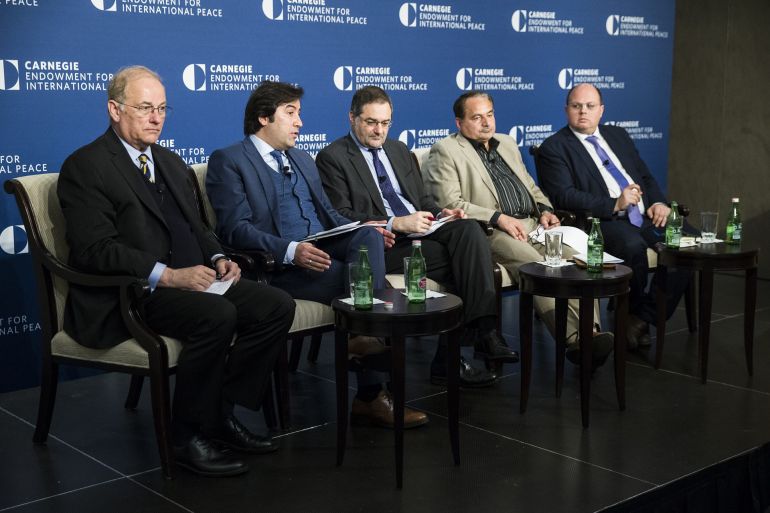 image-1-1778133045 WASHINGTON, UNITED STATES - APRIL 6: (From L to R) Frederic Hof, Galip Dalay, Joseph Bahout, Hossein Mousavian and Nikolay Kozhanov participate in a panel discussion on "Syrias Trajectory and Challenges for the United States" hosted by the Carnegie Endowment for International Peace in Washington, USA on April 6, 2017. (Photo by Samuel Corum/Anadolu Agency/Getty Images)