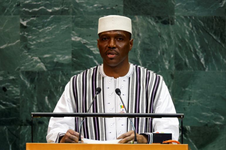 Mali's Prime Minister, Head of Government, Minister of Territorial Administration and Decentralisation Abdoulaye Maiga addresses the 80th United Nations General Assembly (UNGA) at U.N. headquarters in New York City, U.S., September 26, 2025. REUTERS/Kylie Cooper