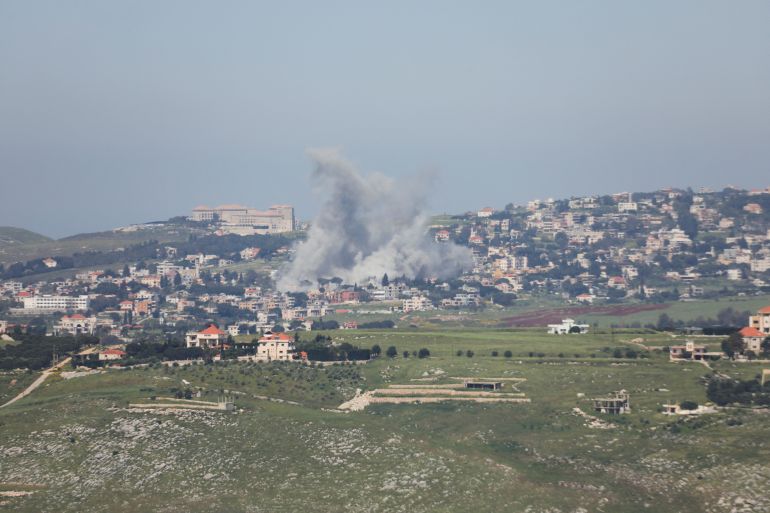 Smoke rises after Israeli strikes, as seen from Marjayoun, Lebanon, May 2, 2026. REUTERS/Karamallah Daher
