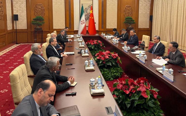 Iranian Foreign Minister Abbas Araqchi meets with Chinese Foreign Minister Wang Yi in a location given as Beijing, China, in this handout image released May 6, 2026. Seyed Abbas Araqchi via Telegram/Handout via REUTERS THIS IMAGE HAS BEEN SUPPLIED BY A THIRD PARTY. NO RESALES. NO ARCHIVES. MANDATORY CREDIT. BEST QUALITY AVAILABLE. VERIFICATION: Date and location are not verified. No older versions of the pictures were found posted online before May 6. Chinese state news agency Xinhua said Chinese Foreign Minister Wang Yi has begun a meeting with his Iranian counterpart Abbas Araqchi in Beijing on Wednesday.