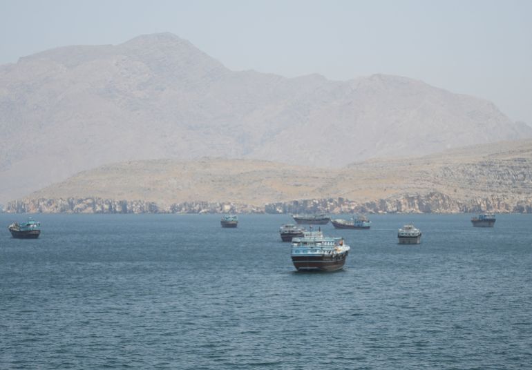 Vessels in the Strait of Hormuz, Musandam, Oman, May 8, 2026. REUTERS/Stringer