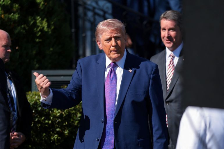 reuters_6a025eec-1778540268 U.S. President Donald Trump gestures as he hosts the 2026 College Football Playoff (CFP) National Champions from Indiana University at the White House in Washington, D.C., U.S., May 11, 2026. REUTERS/Kylie Cooper
