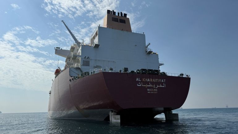reuters_6a02e684-1778574980 A photo taken on December 5, 2025, of Al Kharaitiyat vessel, which data shows it was sailing towards the Strait of Hormuz on Saturday, May 9, 2026, after departing Qatar's Ras Laffan en route to Port Qasim in Pakistan, in this picture obtained from social media. Obtained by Reuters/via REUTERS THIS IMAGE HAS BEEN SUPPLIED BY A THIRD PARTY. NO RESALES. NO ARCHIVES. VERIFICATION: - Location not verified - Identity of the vessel confirmed as al kharaitiyat vessel by its structure, color and International Maritime Organisation (IMO) number which matched archive images - Date confirmed by the original files metadata